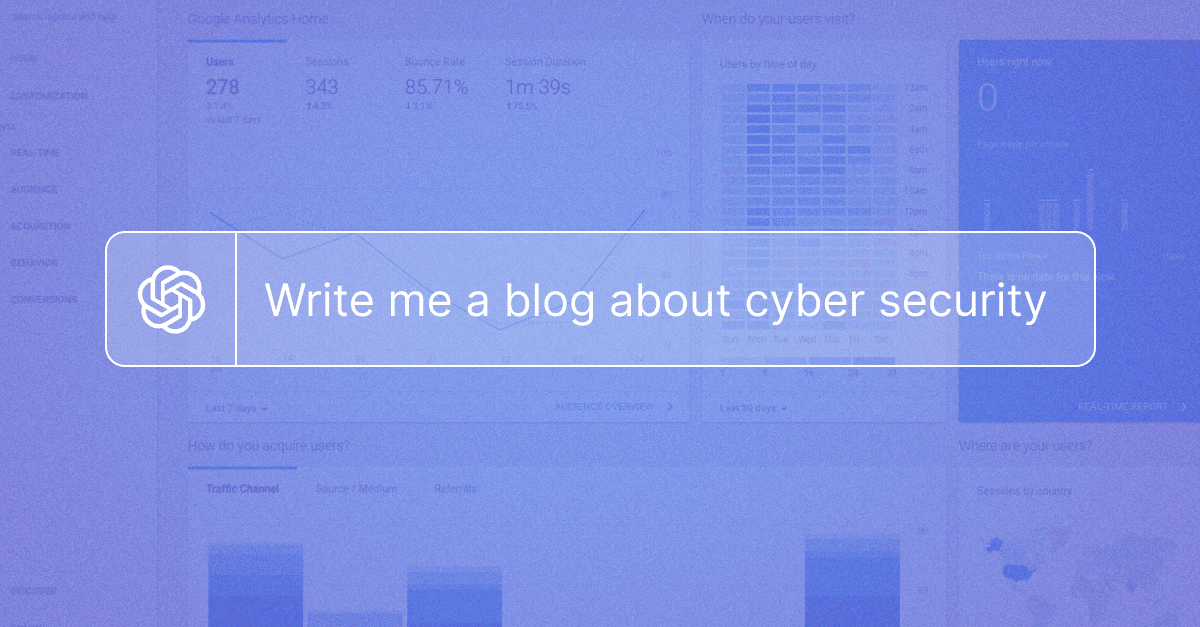 A feature image showing chatgpt writing a blog post about cyber security