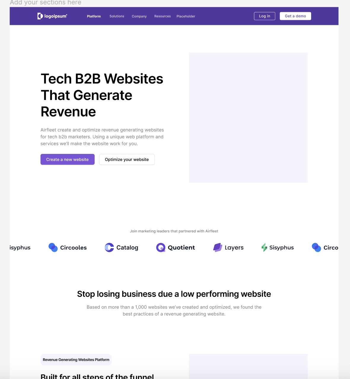 initial layout wireframe