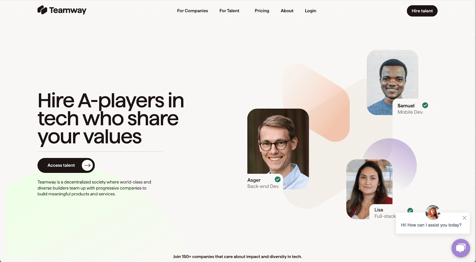 simple website design with subtle pops of color