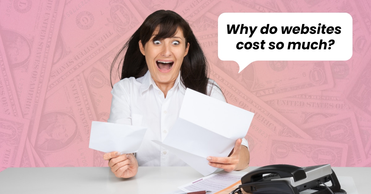shocked woman looking at invoice